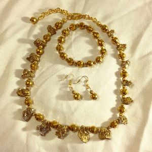 Custom Gold Pyrite Jewelry Set